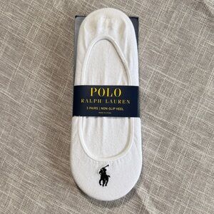 Polo by Ralph Lauren White No-Show Liners Dress Socks Non-slip Heel 3 Pair